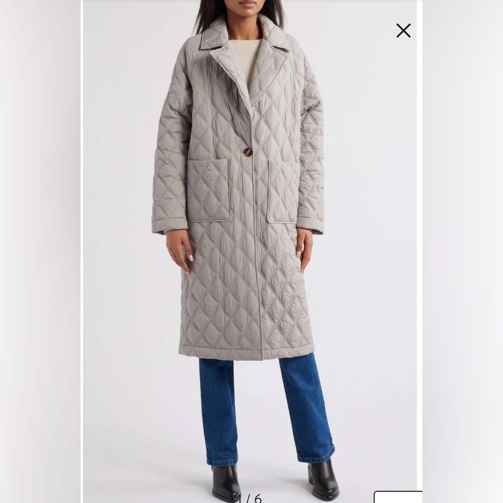 Quilted Gray Long Coat